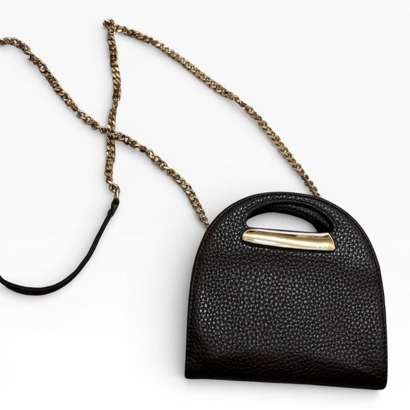 Anne Klein Mini Leather Chain Crossbody Wallet Black Gold Hardware NWT - Picture 4 of 10